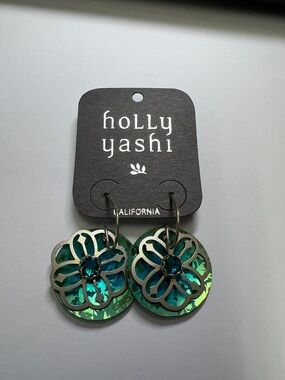 Holly Yashi Green Iridescent Floral Drop Earrings